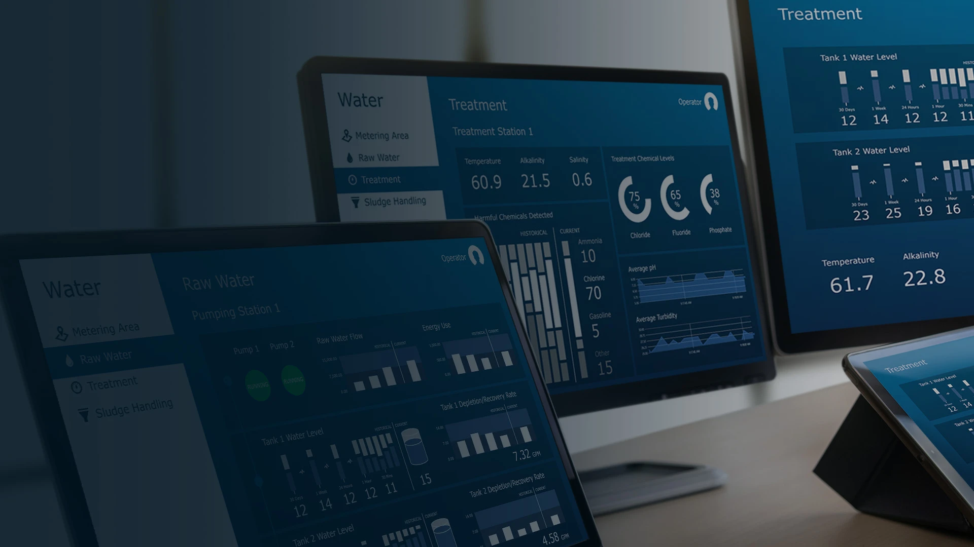 analytics solutions page banner of laptop and desktop dashboard views