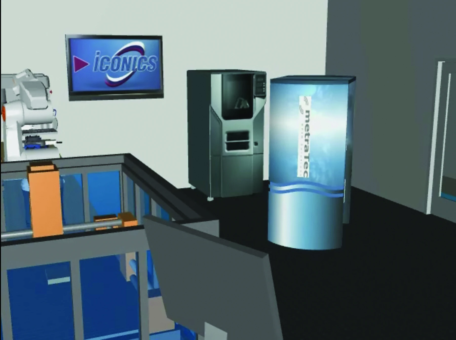 Close-up within Mitsubishi Electric Iconics Digital Solutions' 3D Representation of the Future Factory Lab