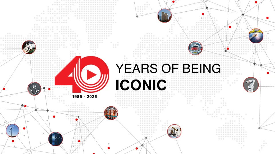 40th anniversary graphic with years