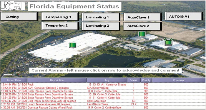 A PGT Web-based Portal, Integrated with GENESIS™, Showing Current Alarms