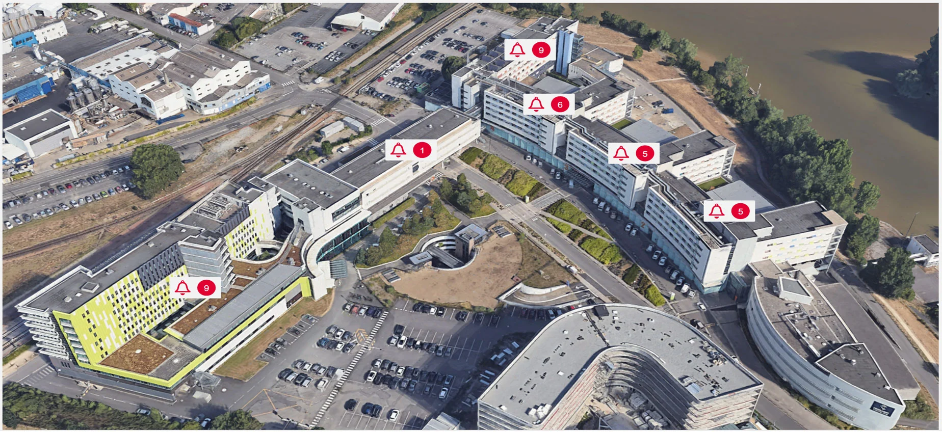 confluent building aerial view