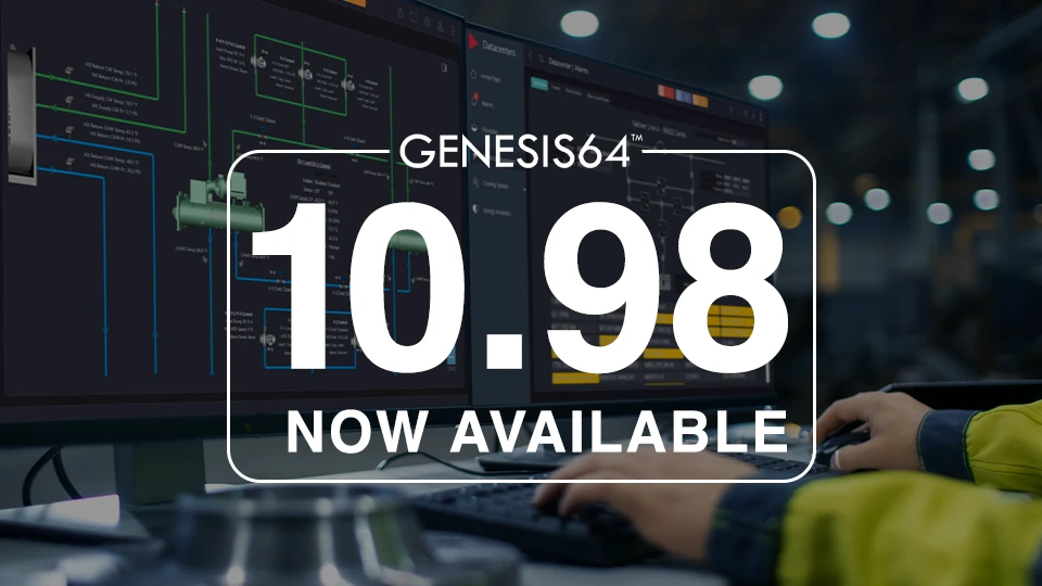 GENESIS64 version 10.98 Now Available Software Release article image of hands at a keyboard working on a desktop computer