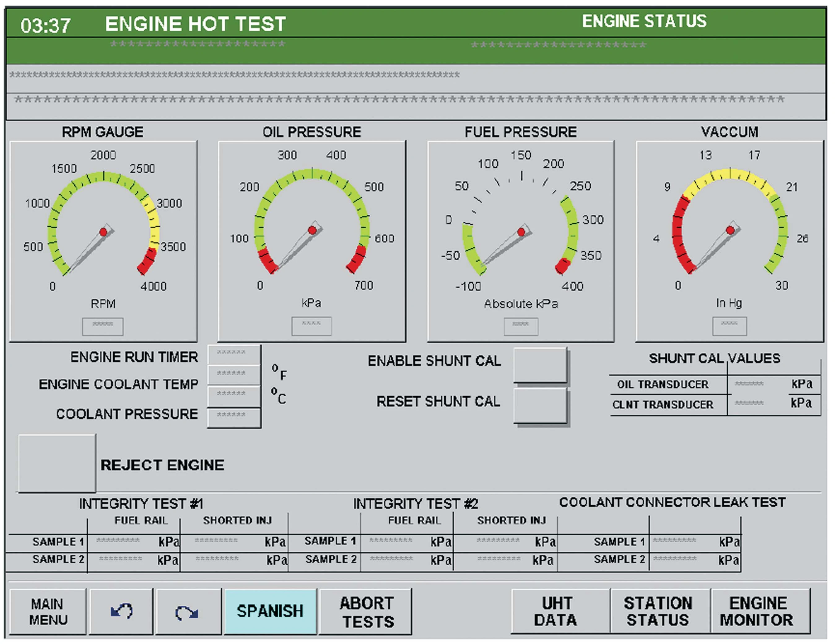 Engine Hot Test Display