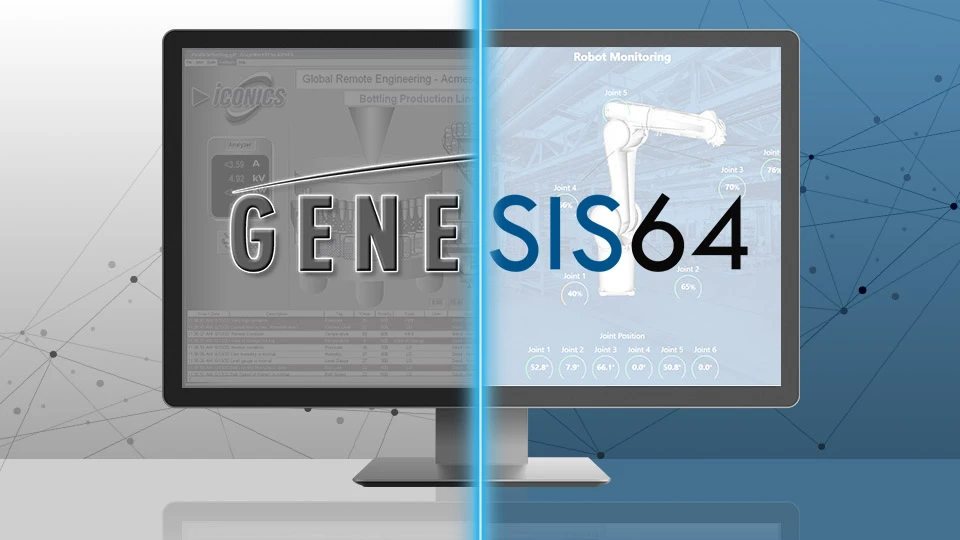 A computer screen with the left side gray with GENE and the right side in blue color with SIS64. 