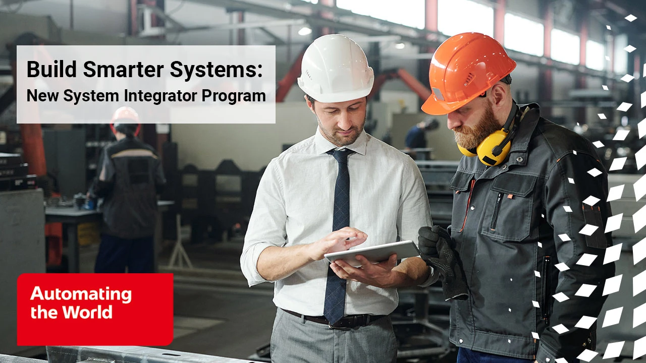 Build Smarter Systems - New SI Program video thumbnail of two men in hard hats looking at a tablet in a machine shop